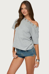 Leslee Grommet Off Shoulder T Shirt