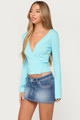 Belka Long Sleeve Knit Wrap Top