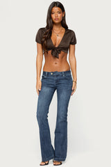Beki Satin Effect Tie Crop Top