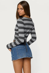 Cerys Striped Wrap Knit Top