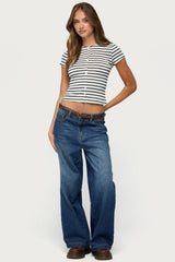 Bonita Striped Button Up Top