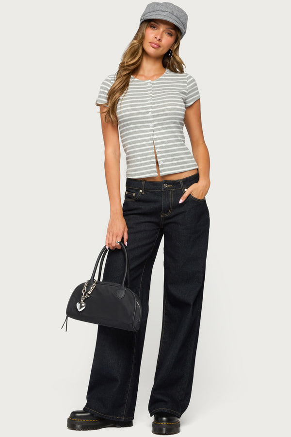 Bonita Striped Button Up Top