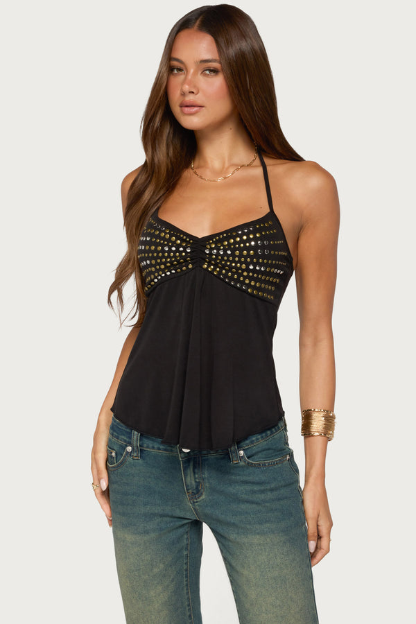 Ivana Studded Halter Top