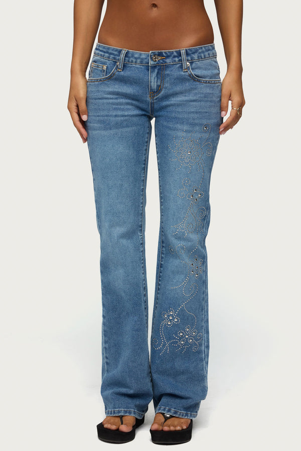 Anola Studded Low Rise Bootcut Jeans