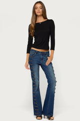Bailie Lace Back Quarter Sleeve Top