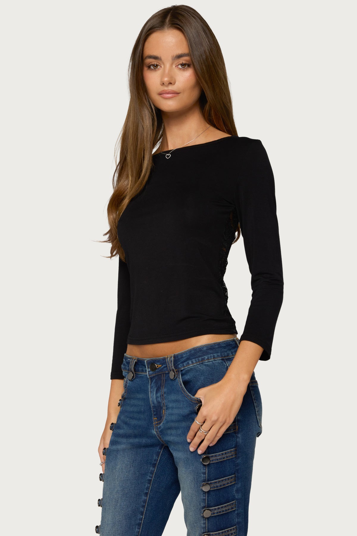 Bailie Lace Back Quarter Sleeve Top