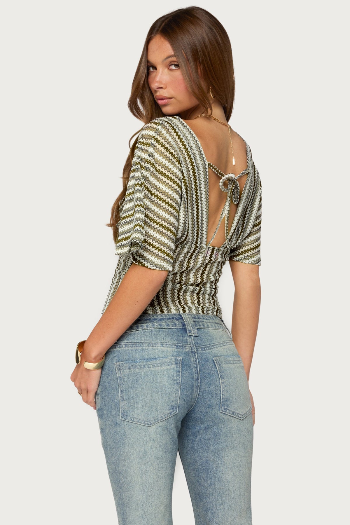 Alwyn Flutter Crochet Zigzag Top