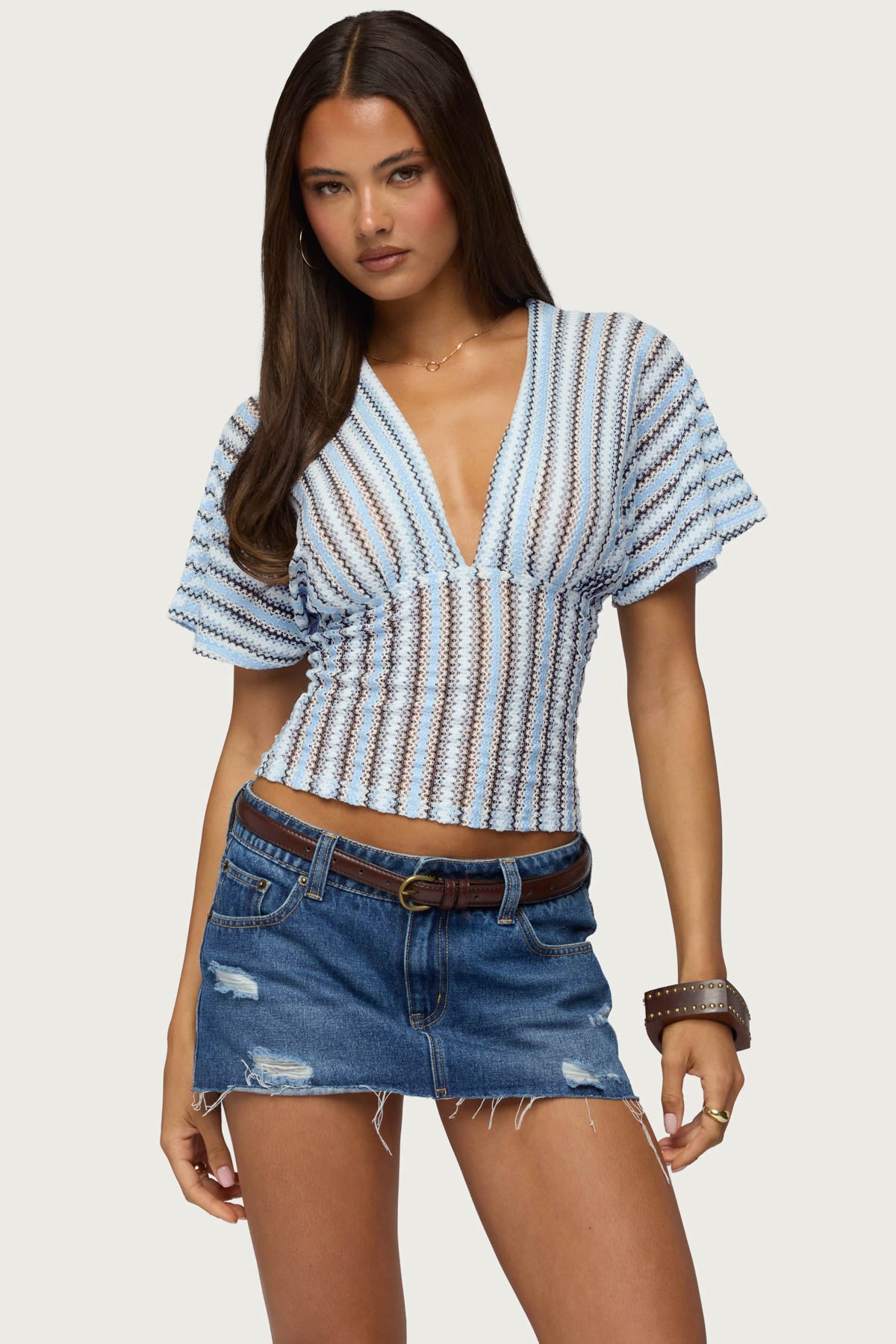 Alwyn Flutter Crochet Zigzag Top