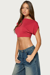 Vacie Cropped Boat Neck Top