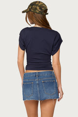 Katy Boat Neck Ruched Top