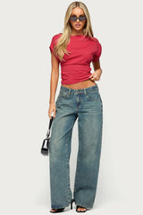 Katy Boat Neck Ruched Top