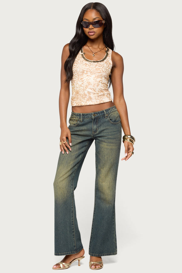 Prado Beaded Sequin Printed Tank Top