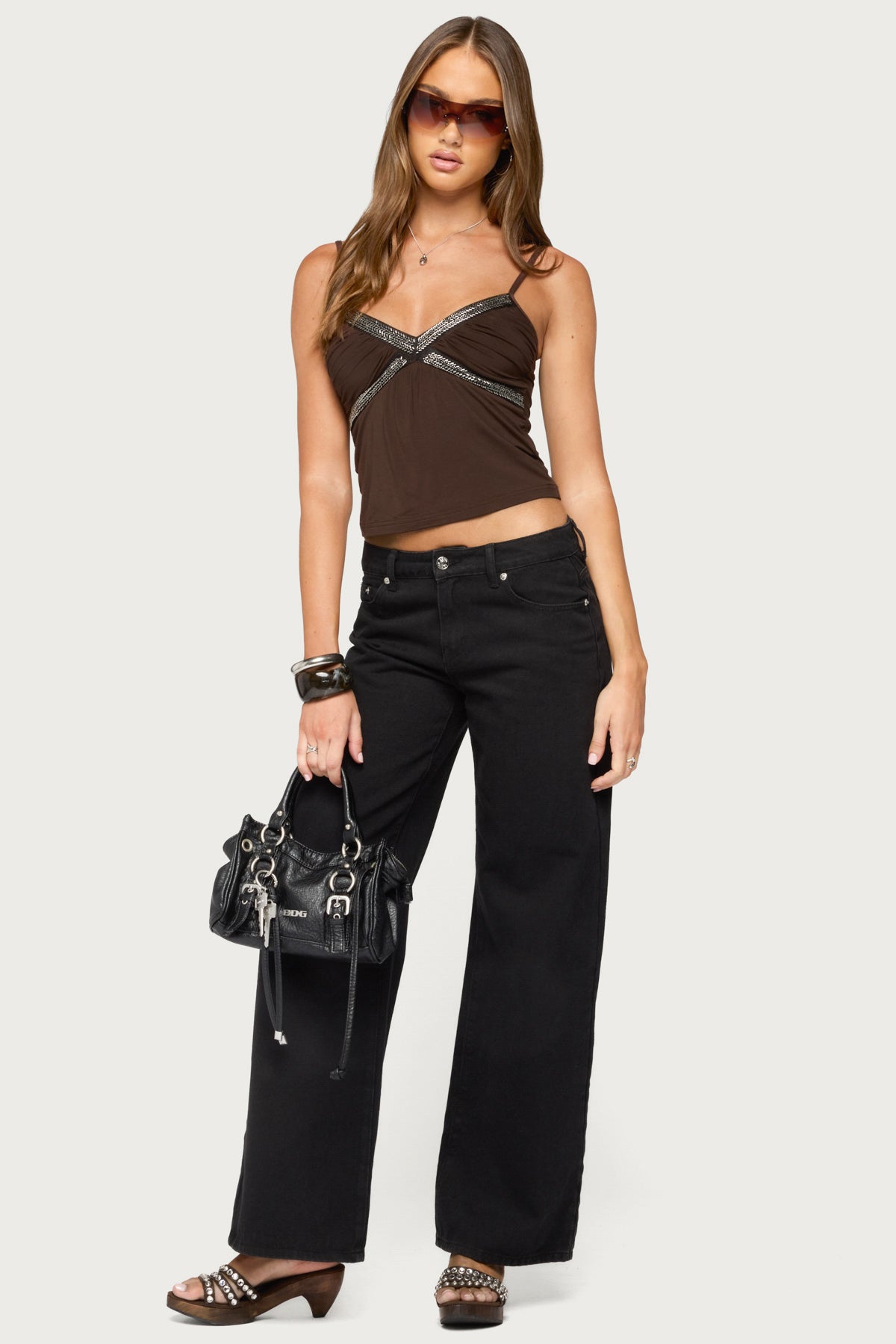 Aika Beaded Ruched Tank Top