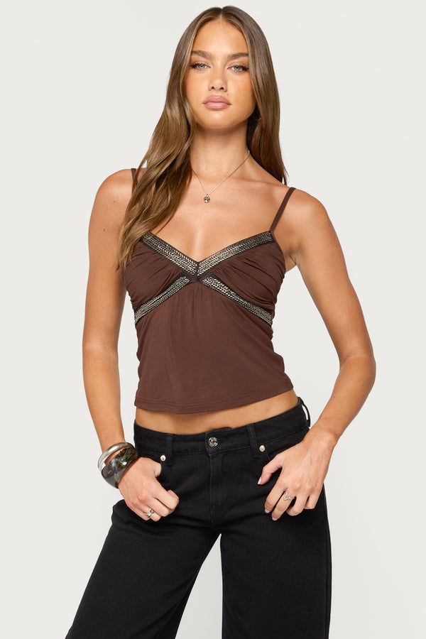 Aika Beaded Ruched Tank Top