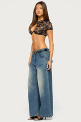 Doli Keyhole Cutout Lace Crop Top