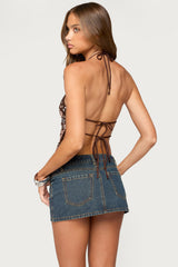 Zanel Embroidered Bead Halter Top