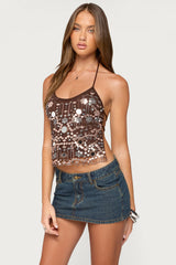 Zanel Embroidered Bead Halter Top