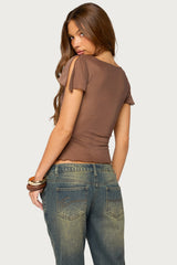 Ciri Sequin Mesh V Neck Top