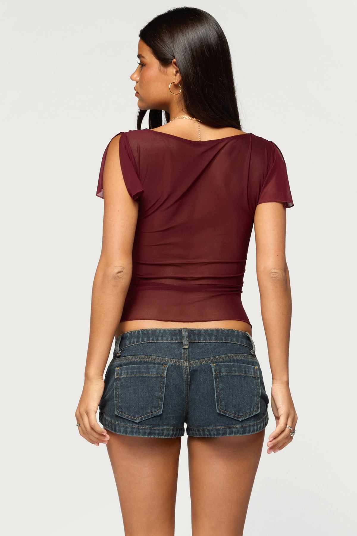 Ciri Sequin Mesh V Neck Top