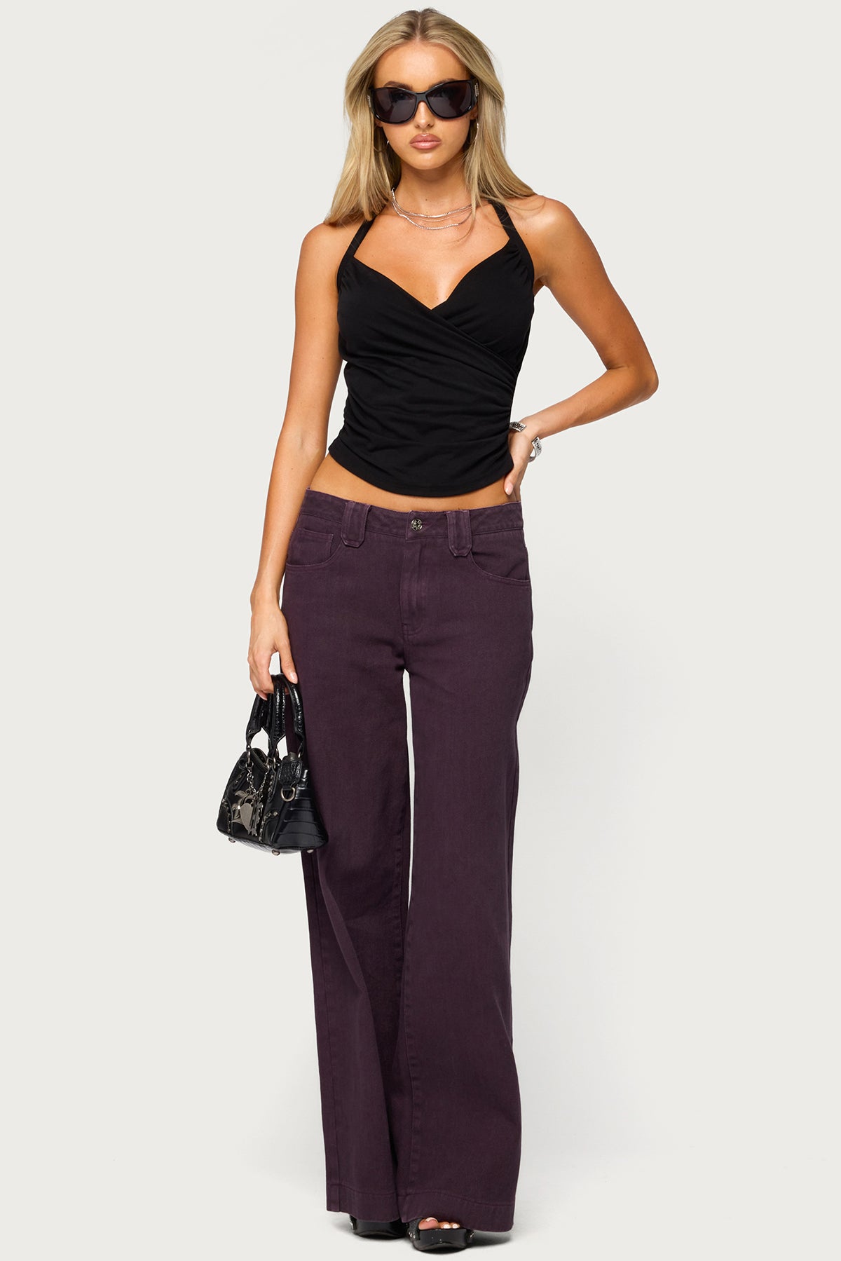 Taile Ruched Wrap Halter Top