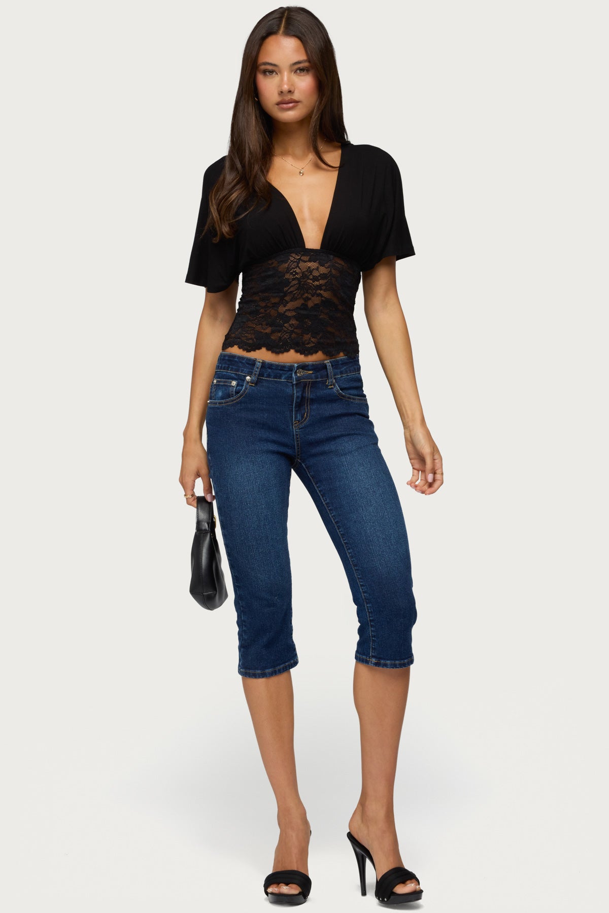 Jaeda Lacey Flutter Plunging Top