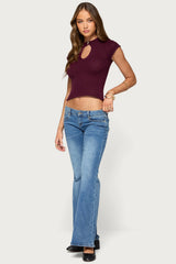 Ganni Keyhole Cutout Knit Top