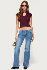 Ganni Keyhole Cutout Knit Top