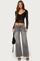 Sarla Beaded Sheer Mesh Tie Top