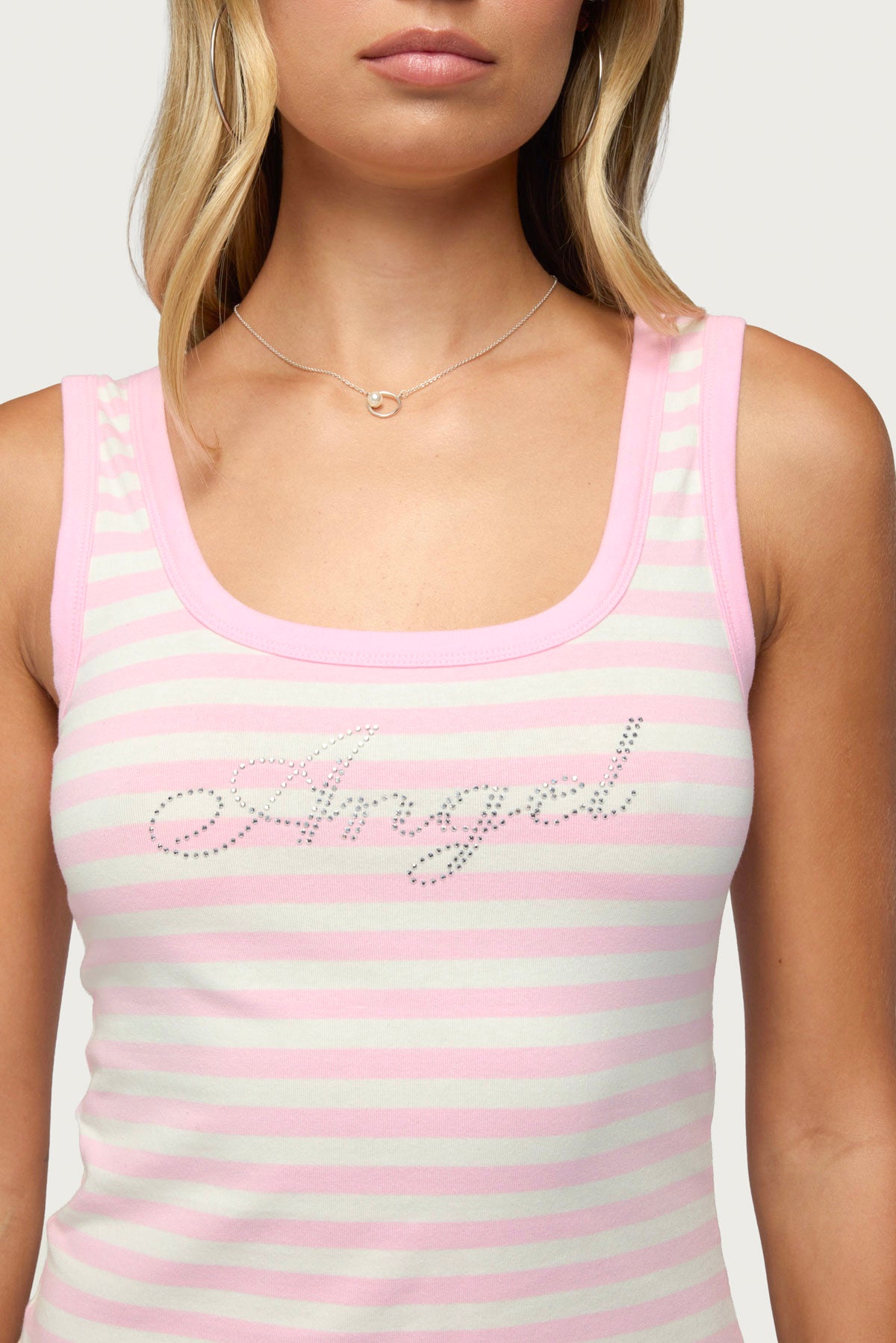 Angel Glow Rhinestone Striped Tank Top – edikted