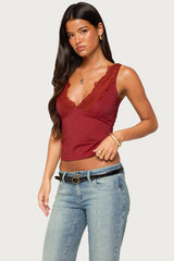 Rali Lacey V Neck Top