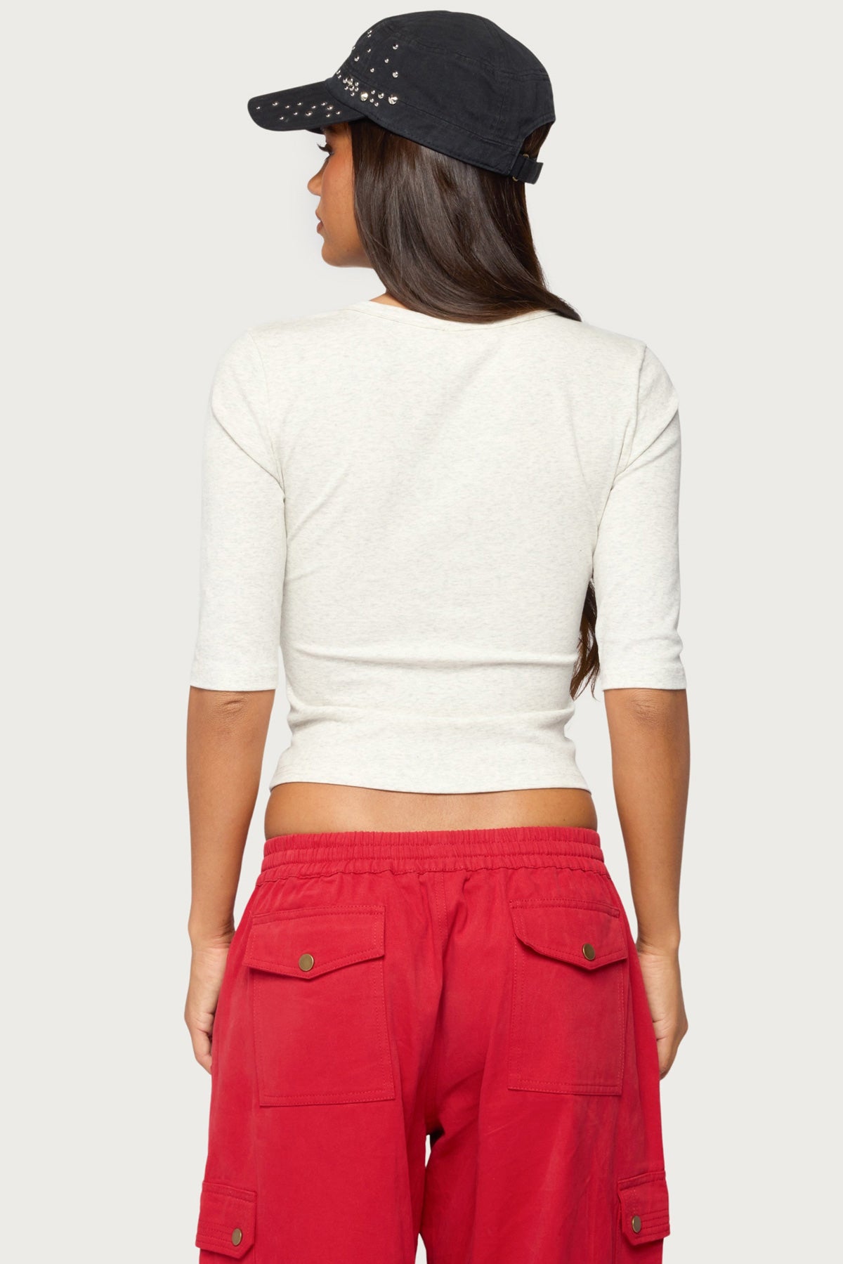 Garla V Neck Three-Quarter Sleeve Top