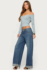 Asli Off Shoulder Fit Twisted Top