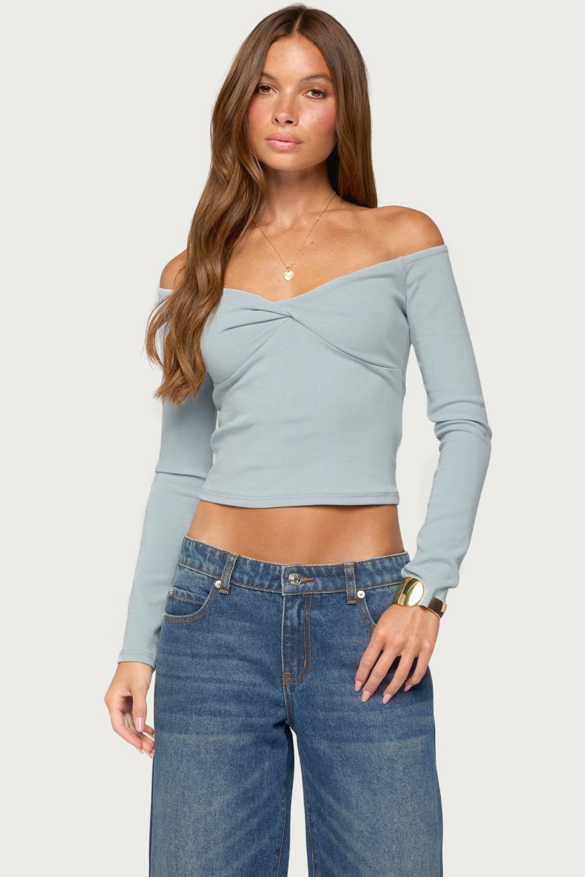 Asli Off Shoulder Fit Twisted Top