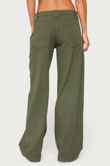 Pascale Stitched Low Rise Wide Leg Jeans