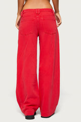 Pascale Stitched Low Rise Wide Leg Jeans