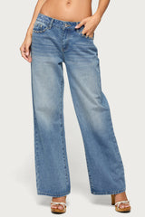 Haela Studded Angel Low Rise Baggy Jeans