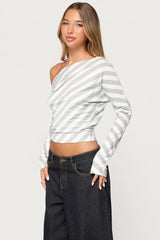 Gaira Striped Off Shoulder Long Sleeve Top