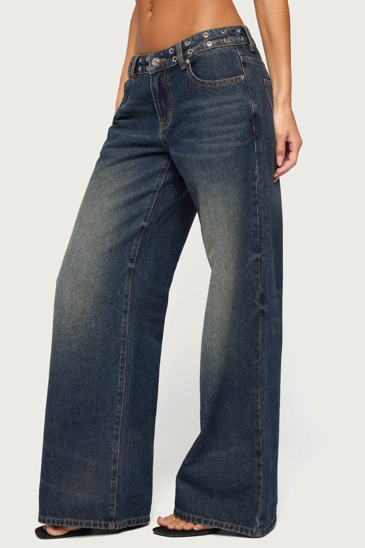 Sauly Low Rise Grommet & Wing Jeans