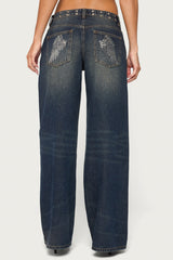 Sauly Low Rise Grommet & Wing Jeans