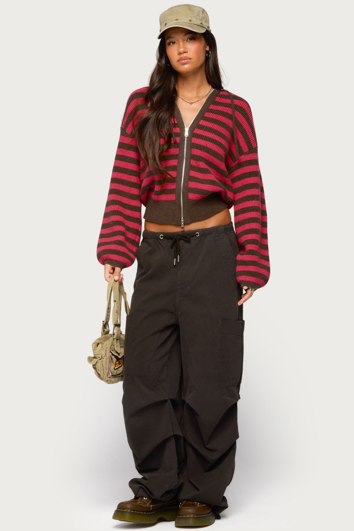 Cluny Striped Knit Zip Up Hoodie