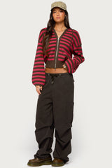 Cluny Striped Knit Zip Up Hoodie