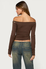 Aili Coin Charm Off Shoulder Top