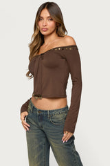 Aili Coin Charm Off Shoulder Top