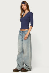 Quila Ribbed Three-Quarter Sleeve Top