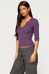 Quila Ribbed Three-Quarter Sleeve Top
