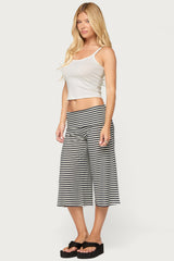 Kelia Striped Foldover Bermuda Shorts