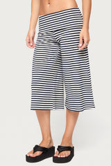 Kelia Striped Foldover Bermuda Shorts