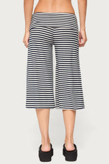 Kelia Striped Foldover Bermuda Shorts
