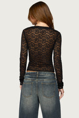 Zanda Sheer Lace Long Sleeve Top