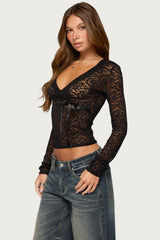 Zanda Sheer Lace Long Sleeve Top